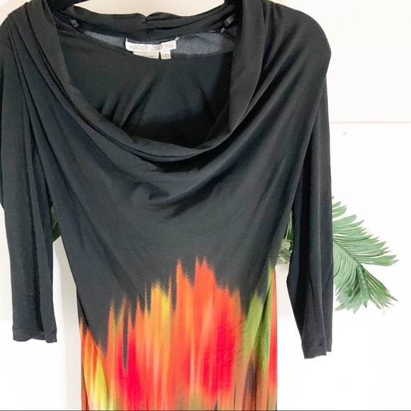 Maggy London Watercolor Cowl front w/ sheath Dress! - Picture 2 of 7